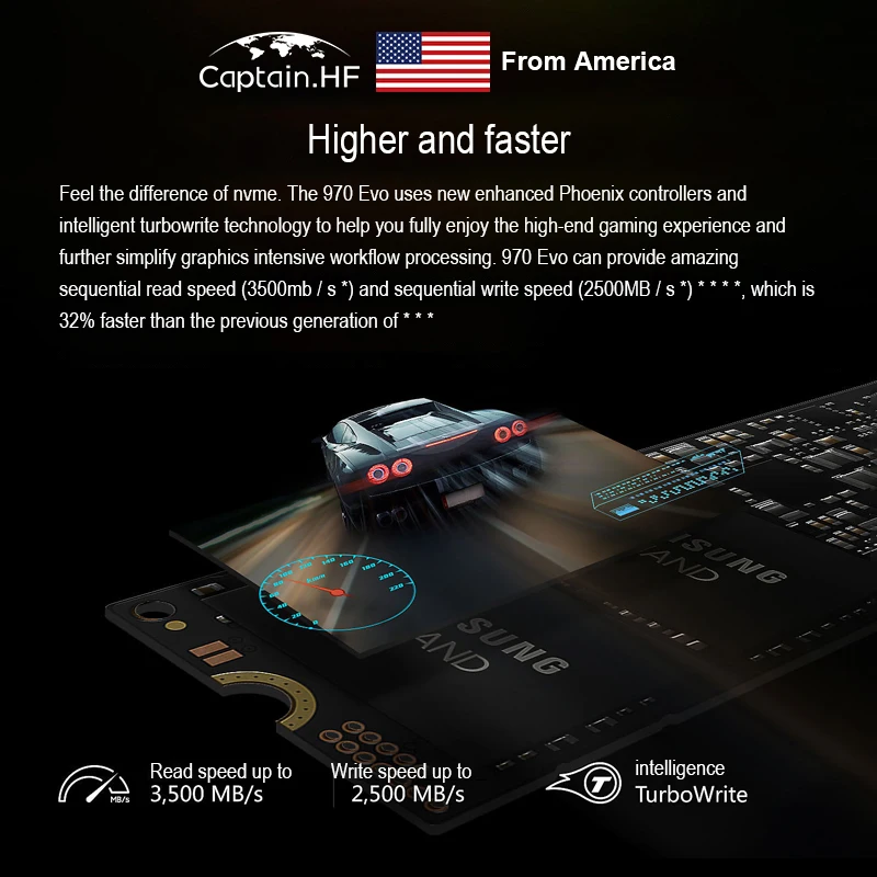 US Captain SSD MZ V7E1T0BW 970 EVO ТБ M.2 PCI E NVMe Интерфейс Внутренний твердотельный накопитель с