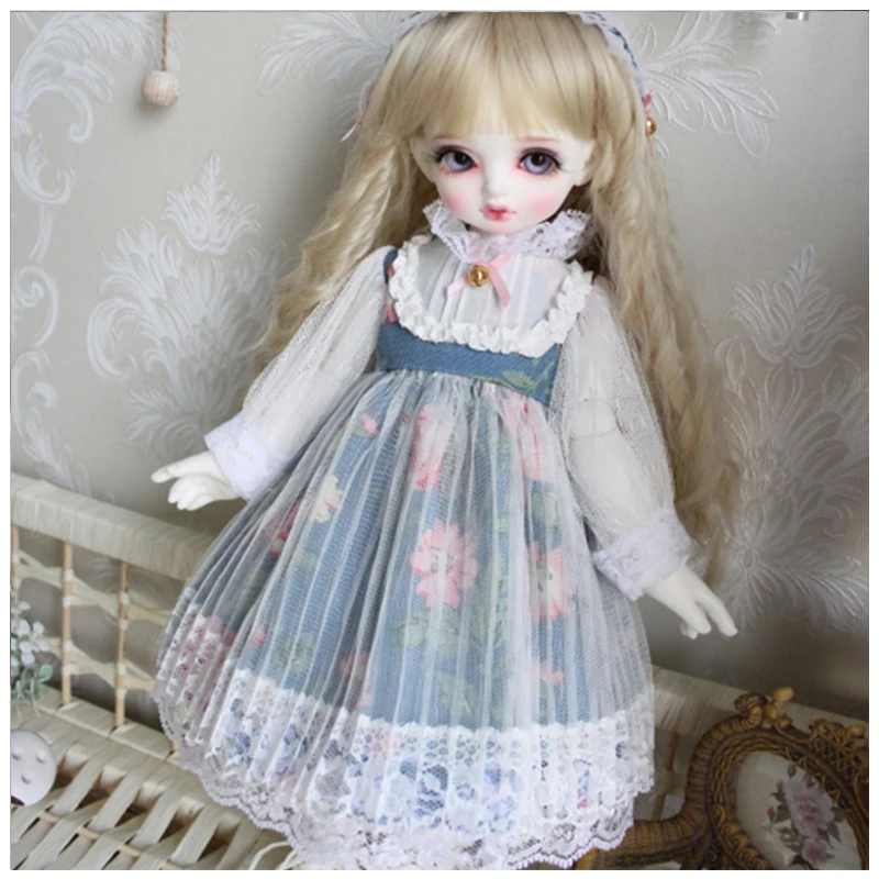 

Одежда для кукол 1/6 BJD платье Голубое Кружевное платье для 1/6 1/4 BJD аксессуары для кукол платье + лента для волос + носки для куклы костюм
