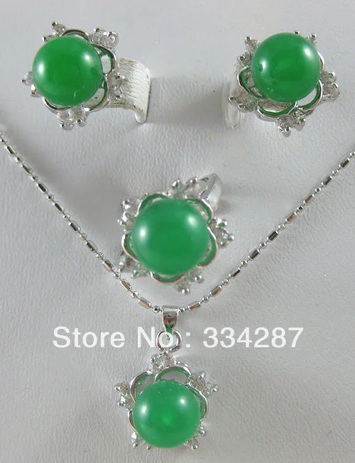 

fashion jades/earrings ring & pendant set