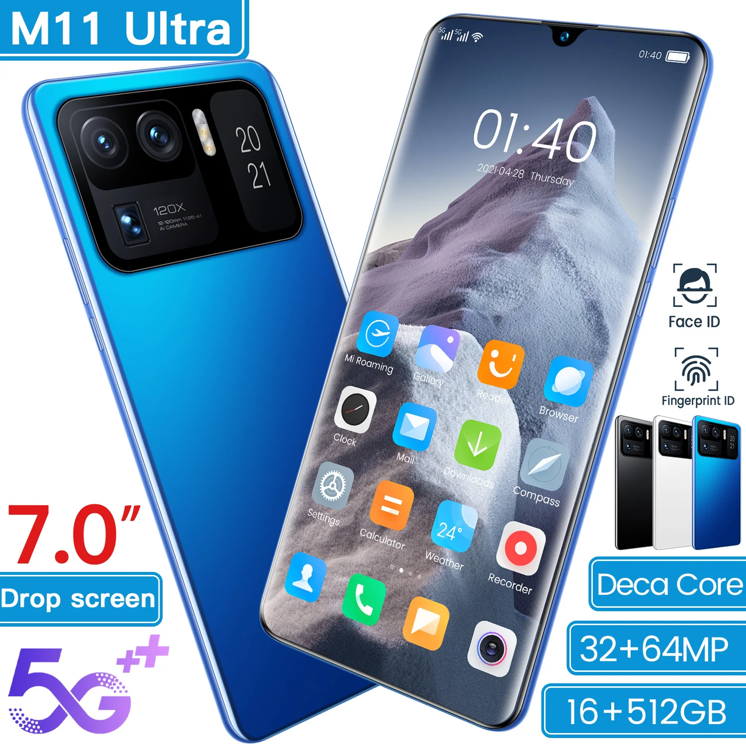 

Global Version M11 Ultra 7.0-inch Smartphone 7200mAh 16G+512G Full-screen Android Phone Support Google 4G/5G Network Cellphone
