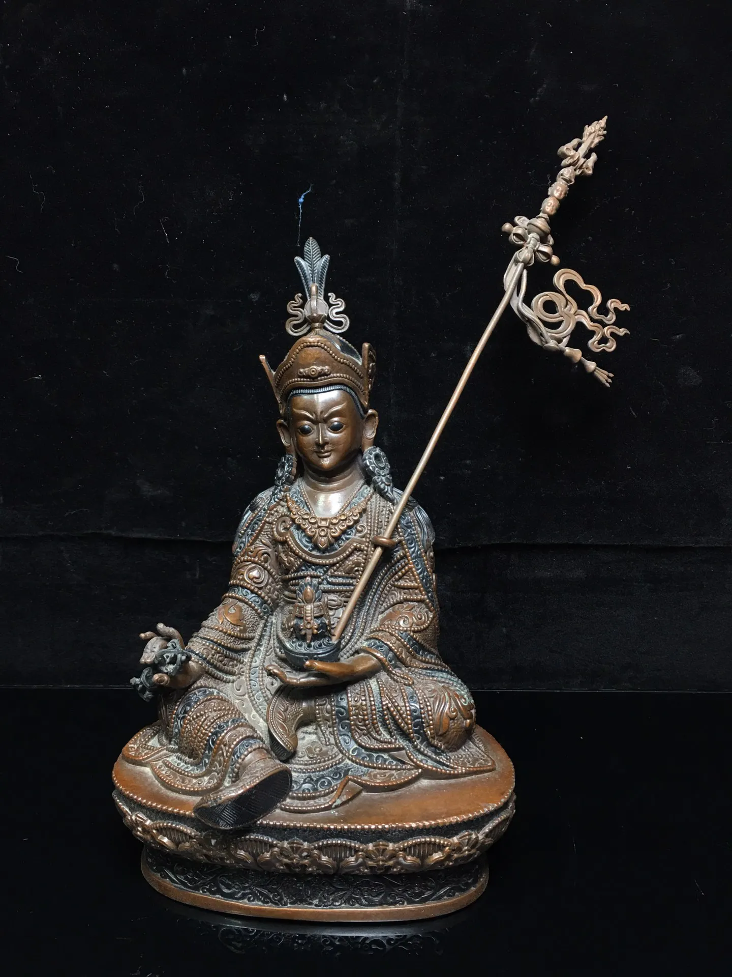 

Home Decor 10" Tibet Buddhism Old purple Bronze Padmasambhava Buddha Ogyen Rinpoche Amitabha Enshrine the Buddha