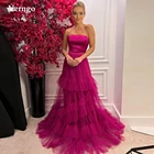 Женское ТРАПЕЦИЕВИДНОЕ вечернее платье Verngo, розовое Тюлевое платье без бретелек, с оборками, длинное официальное платье для выпускного вечера, 2022