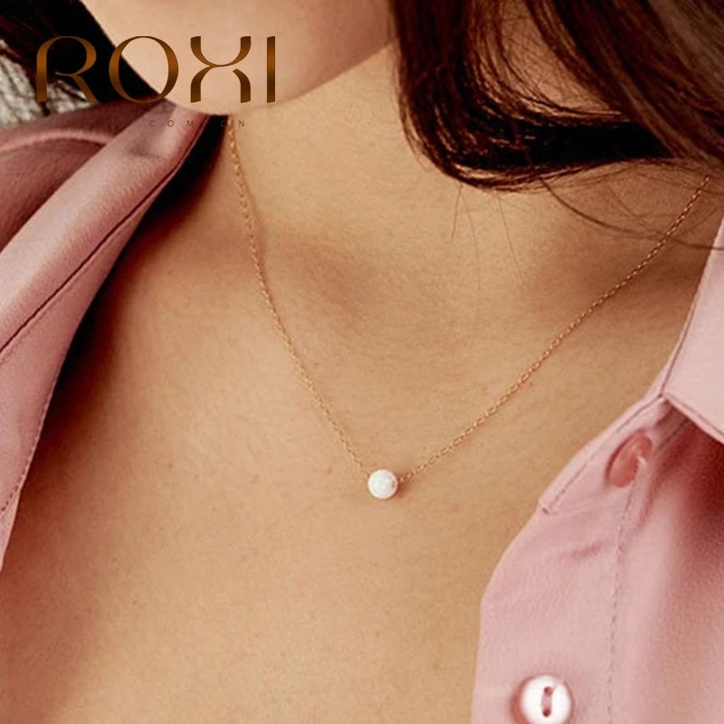 ROXI Белый огненный опал колье золотая цепочка ожерелье маленькая круглая