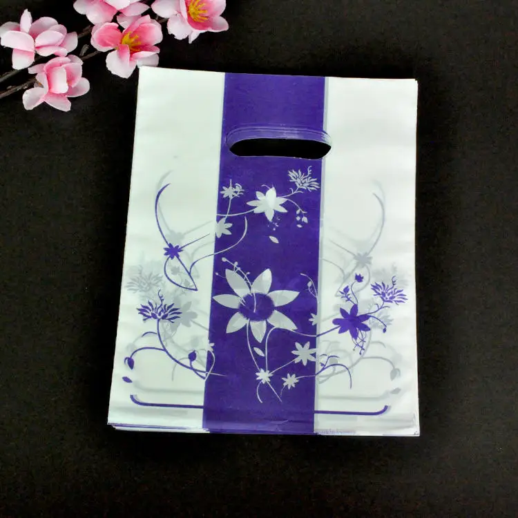 Purple Flowers Горячая Распродажа 100 шт/Партия 15x20 см "спасибо" Дизайн Пластиковый Подарочный мешочек для украшений подарочная упаковка для закусок пластиковые пакеты с ручками - Цвет: Purple Flowers