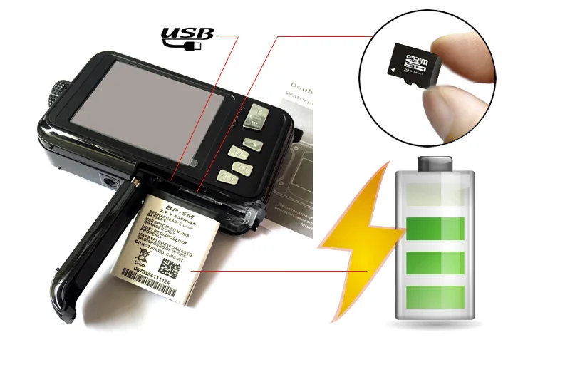 New HD 1080P Waterproof Digital Camera Dual Screens (Back 2.7 inch + Front 1.8 inch) 16x Zoom Underwater Camcorder Cam