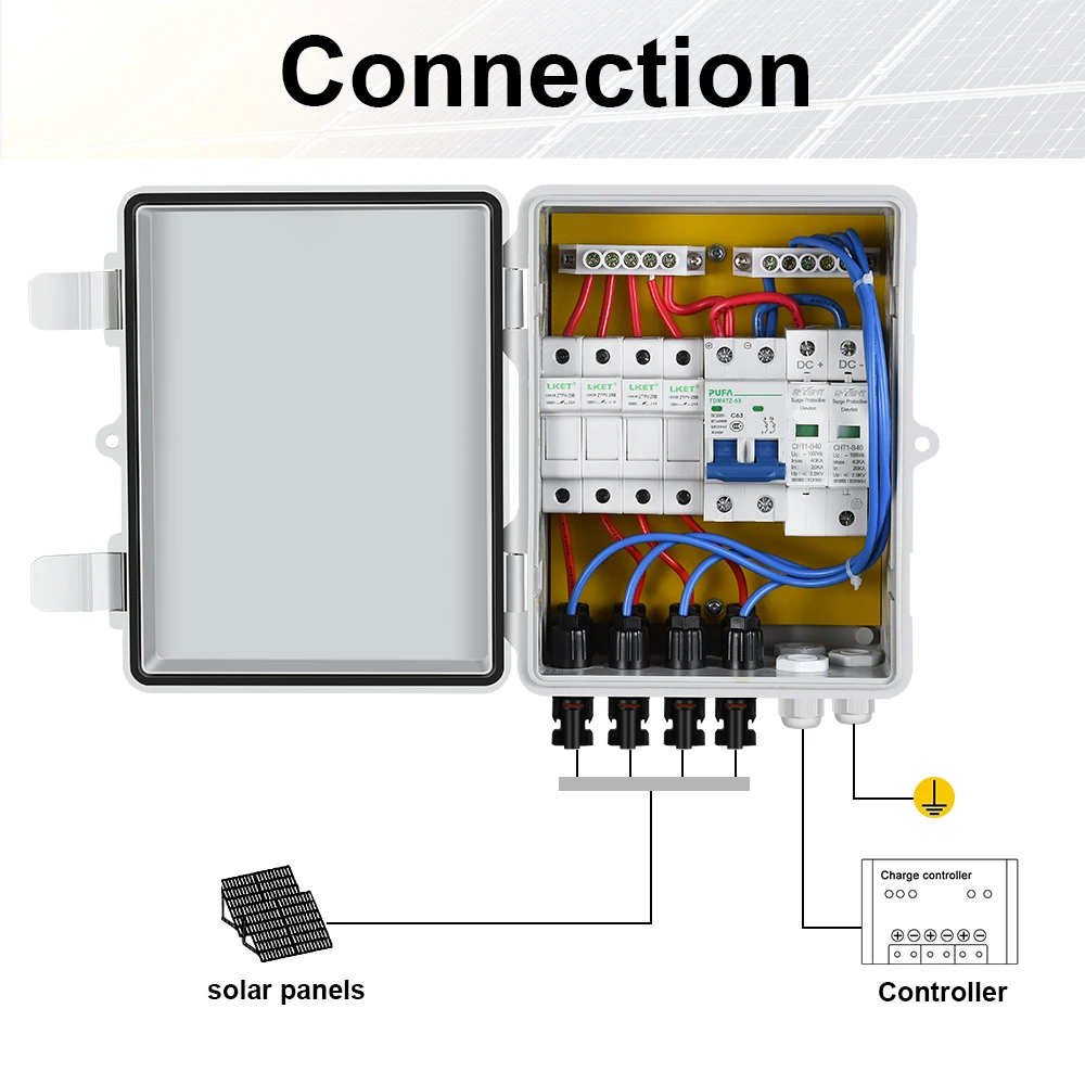 6-String солнечный PV массив Combiner Box W автоматические выключатели Защита от