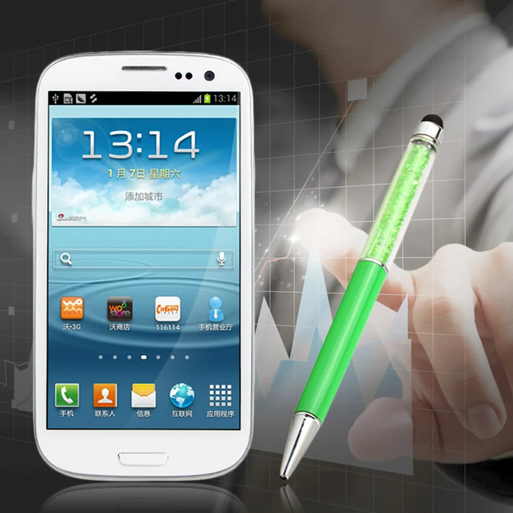 С украшением в виде кристаллов ручка стилус со стразами + Шариковая 2 1 емкостный