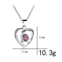 lucky hollow love heart simple colored zircon pendant necklace love woman mother girl gift wedding blessing jewelry