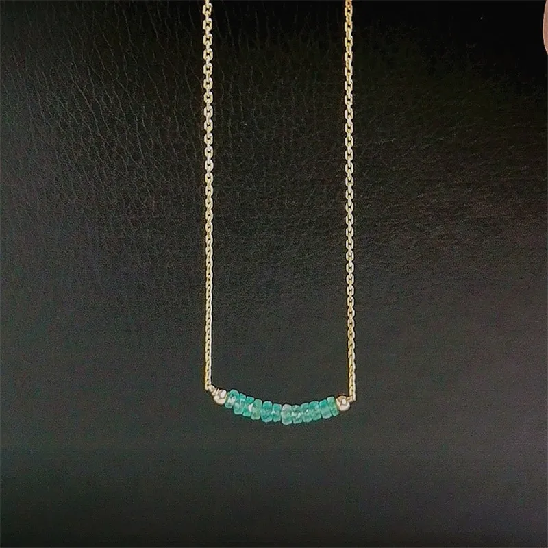 

DAIMI 3mm Emerald Pendant Necklace Female Genuine Gemstones 925 Sterling Silver Necklace For Women