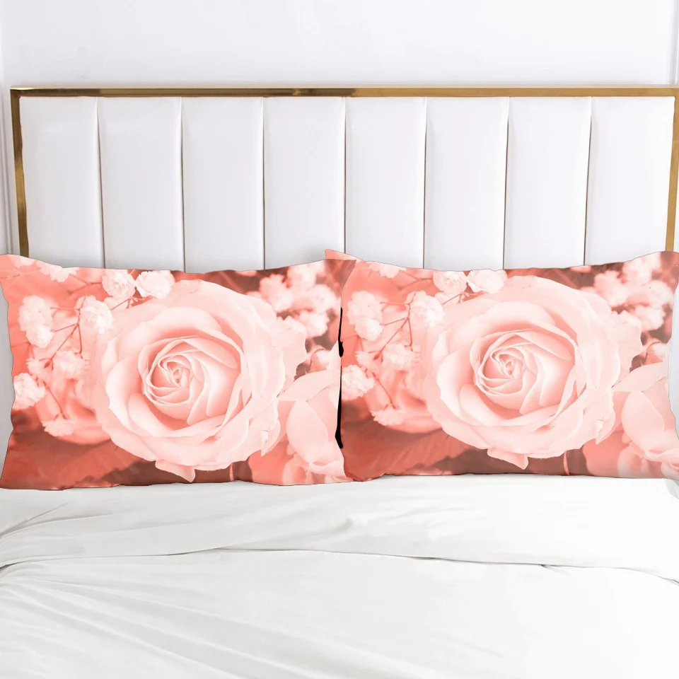 

2pc Pillow Case Pillowcase 50x70 50x75 50x80 50x90 80x80 70x70 Decorative Pillow Cover Country Pink Flowers Bedding