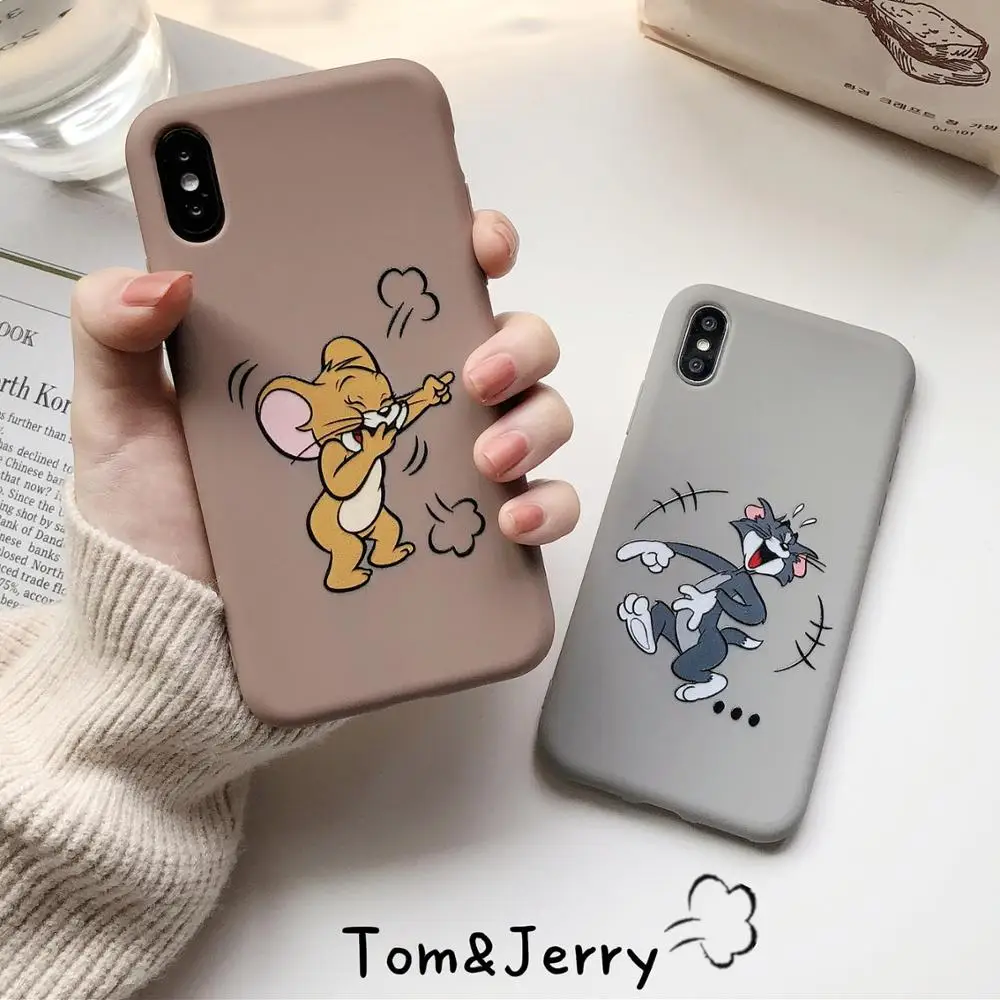 Забавный мультяшный Кот и мышь чехол для телефона для iPhone X XS Max XR 7 8 6 6s Plus тонкий мягкий силиконовый чехол милый том Джерри чехол для пар