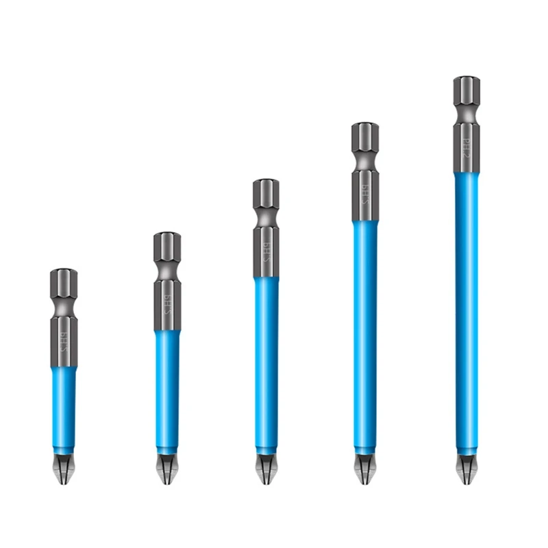 

J2FA 1 Set Magnetic Screwdriver Head Screw Installation S2 Alloy Steel Blue Tightening Non-slip Multi-purpose Power Tools