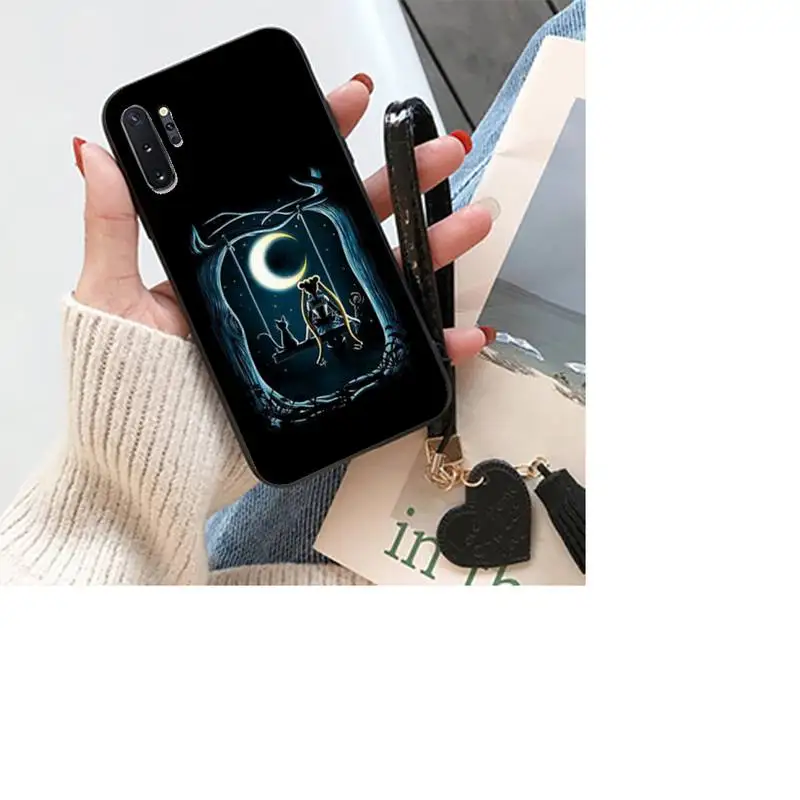 

ZFGHSHYQ Black Soft Silicone Sailor Moon Cat Phone Case For Samsung S8 9 10 20 Plus Note 9 10 10plus 20 20ultra M21 30