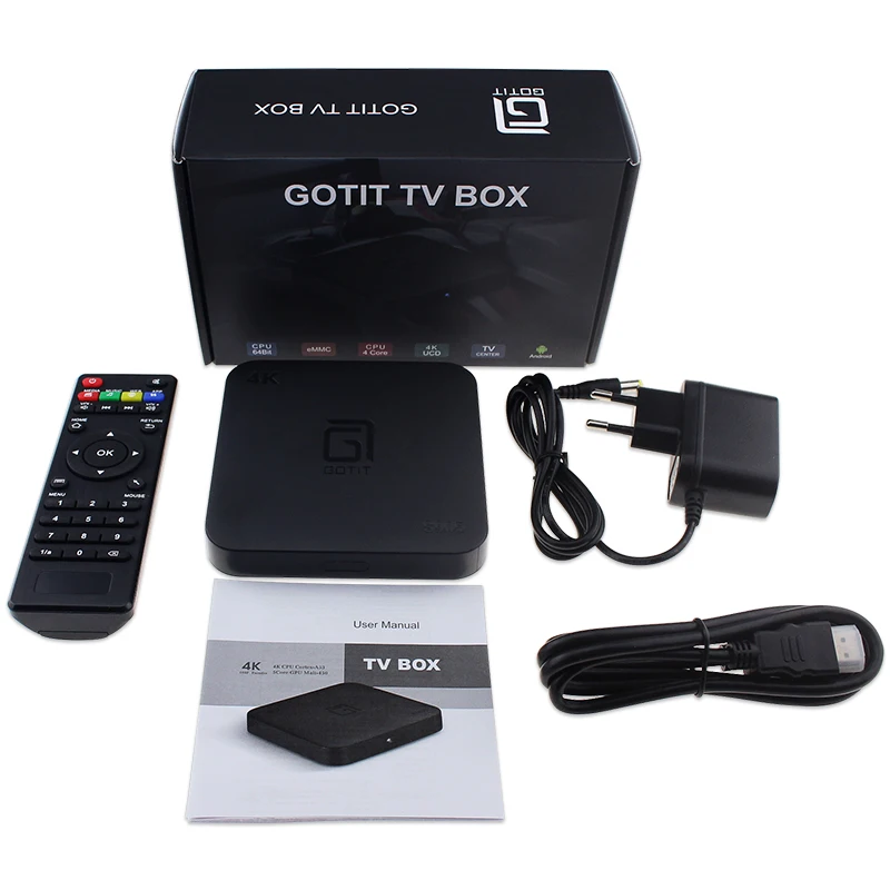 Смарт-ТВ-приставка Gotit S905 Android с чипом Amlogic 64 бит S905X Wi-Fi 8 ГБ и 16 Гб ПЗУ бесплатная