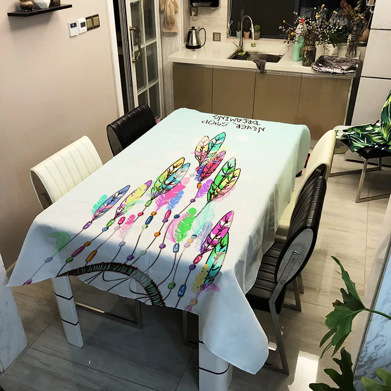 

European and American style waterproof household printed dream catcher pattern washable tablecloth