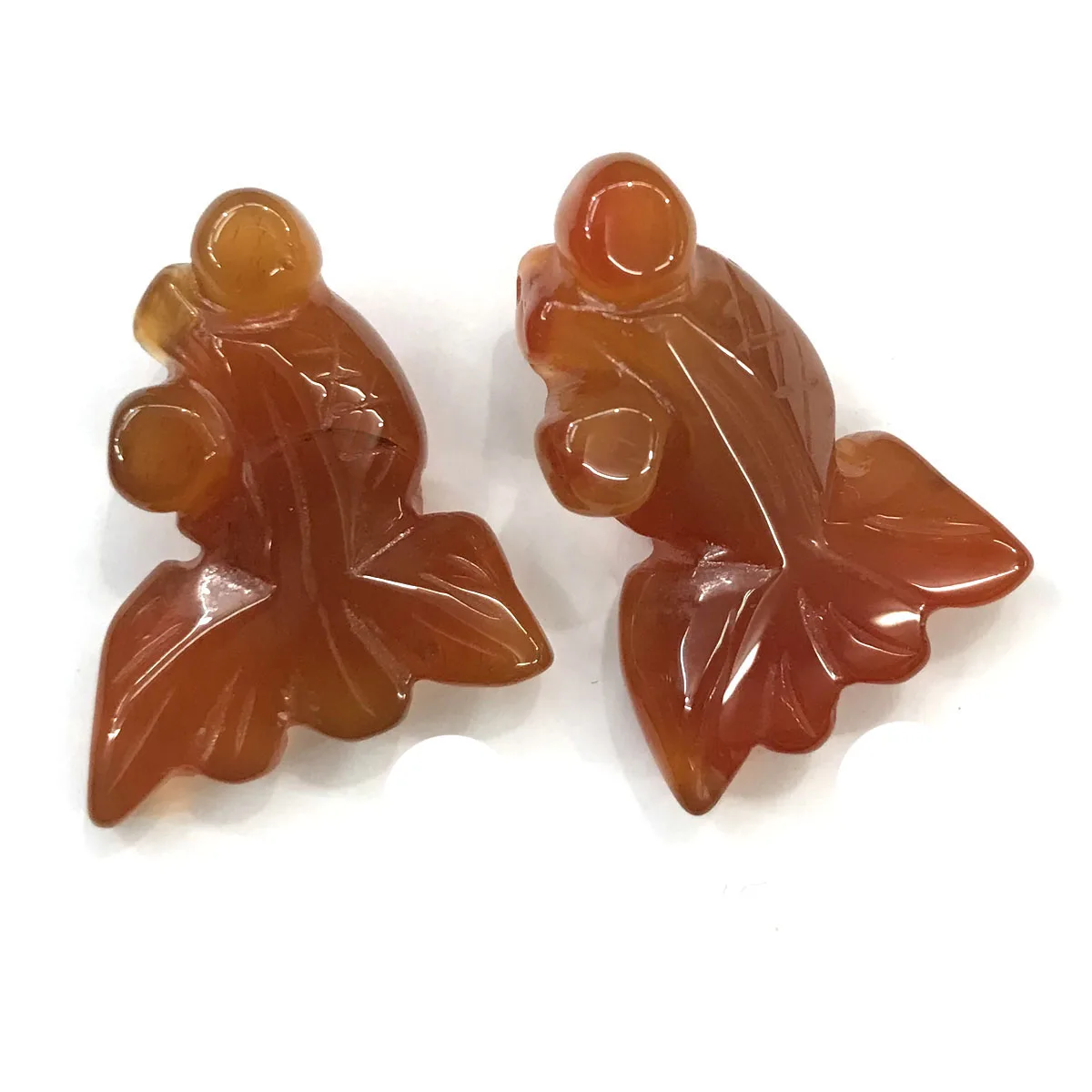 

Fish-shaped Watermelon Red Stones Pendant Aura Healing Semi-precious Stone Amulet DIY Jewelry Individual Gift Size 27x32mm