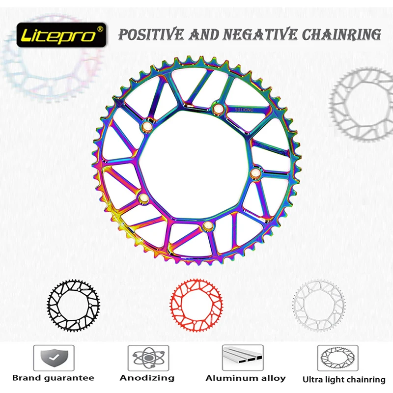 Лайтпро Цепное Колесо для Складного Велосипеда Ультралегкого Сплава CNC 130BCD 46/48/50/52/54/56/58T Цвет BMX Цепь 9/10/11 Скоростей Цепь.
