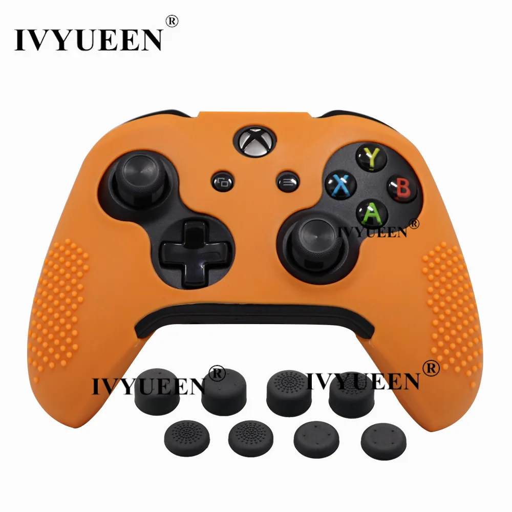 Силиконовый чехол IVYUEEN 9 в 1 для Xbox One X S с контроллером+ 8 аналоговых джойстиков для джойстика X Box One X Slim - Цвет: Оранжевый
