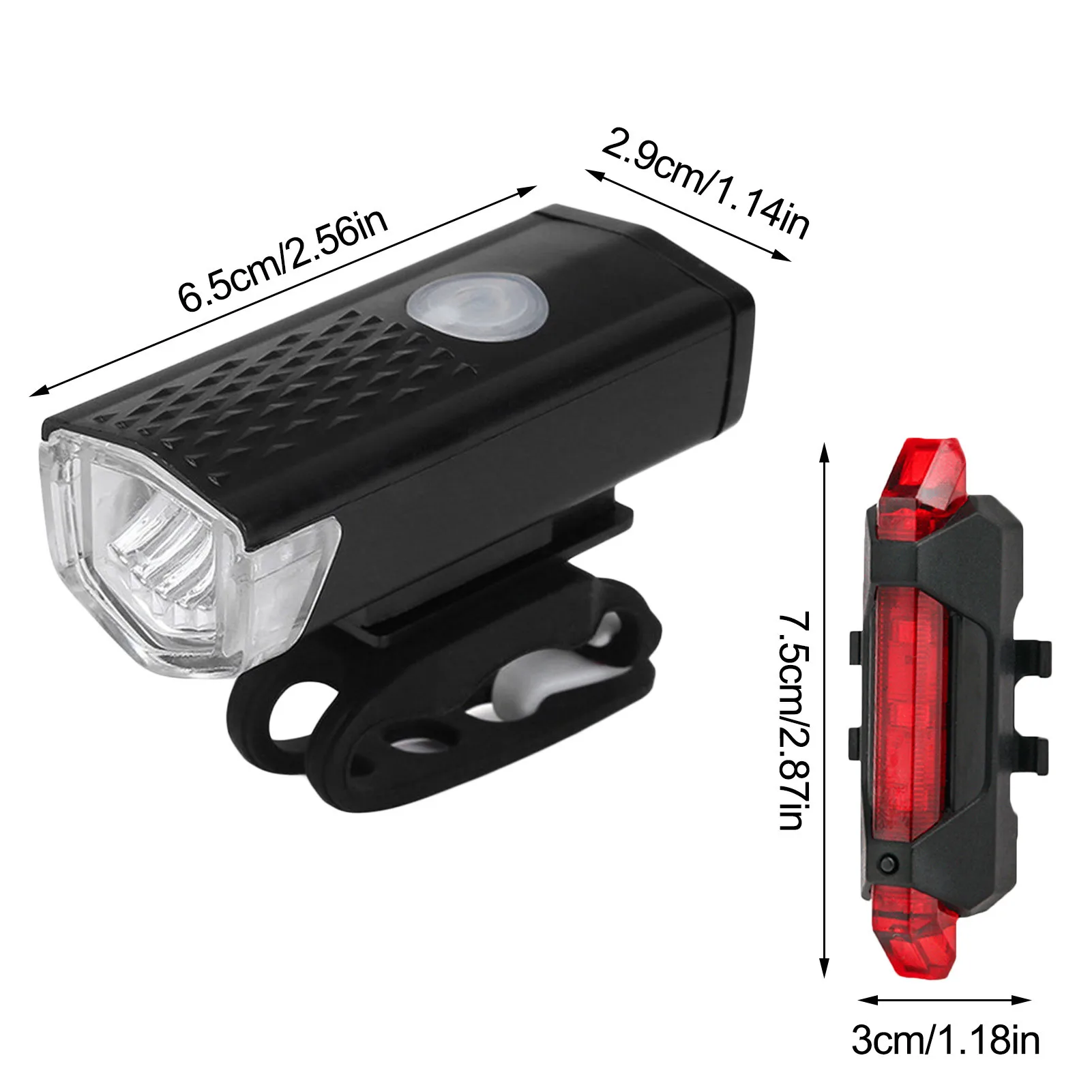 

LED bike light kit USB rechargeable waterproof 3 modes headlights taillights can shine 30-50m, suitable for handlebars 20-40mm #