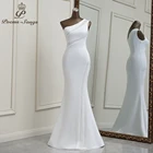 Женское вечернее платье на одно плечо, белое длинное платье для выпускного вечера