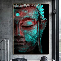 modern religion buddhism art orange buddha oil on canvas painting poster and prints wall art picture cuadros for living room