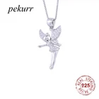Женское Ожерелье с большим кристаллом-бабочкой Pekurr из стерлингового серебра 925 пробы с цирконием, Элегантные Подвески с ангельскими эльфами, модные ювелирные изделия
