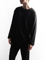 mens long sleeve t shirt spring and autumn new round collar pullover youth simple pure color leisure loose large size t shirt