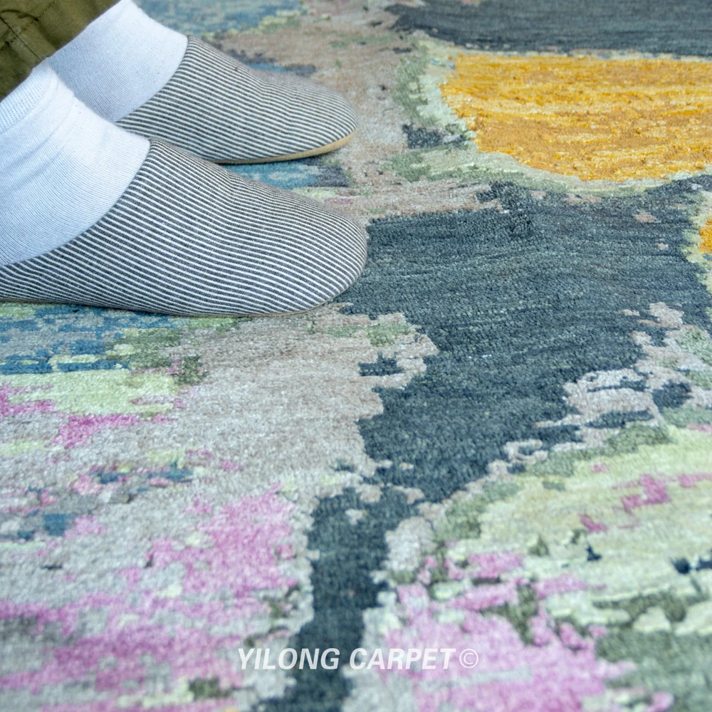 Koop Yilong 9 'X 12' Handgeknoopt Wollen Tapijten Moderne Vlinder Antistatische Tapijten (YLRugP689)