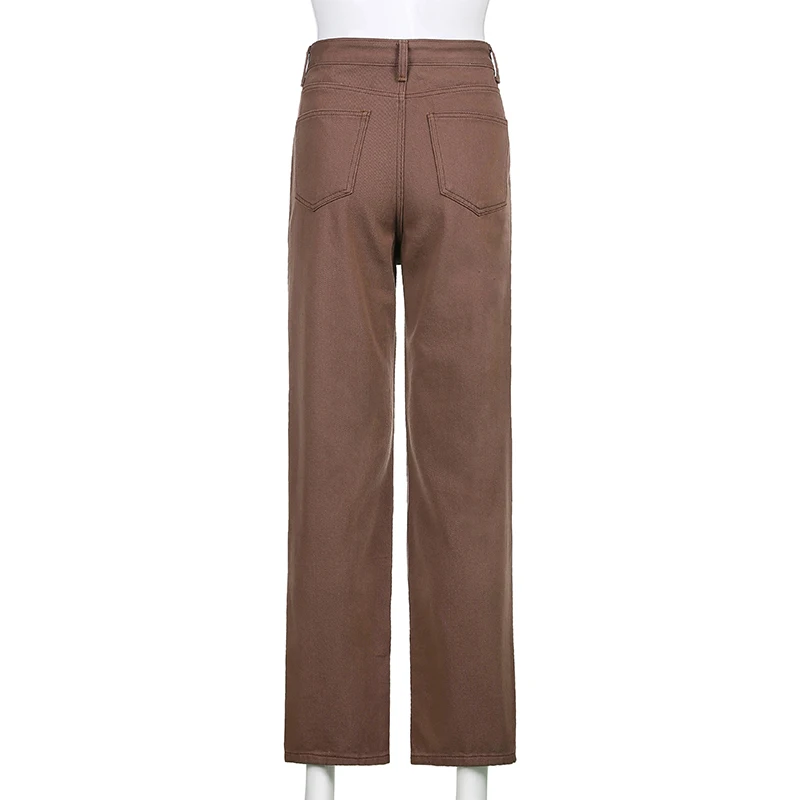 Джинсы Weekeep женские с завышенной талией модные коричневые свободные узкие прямые