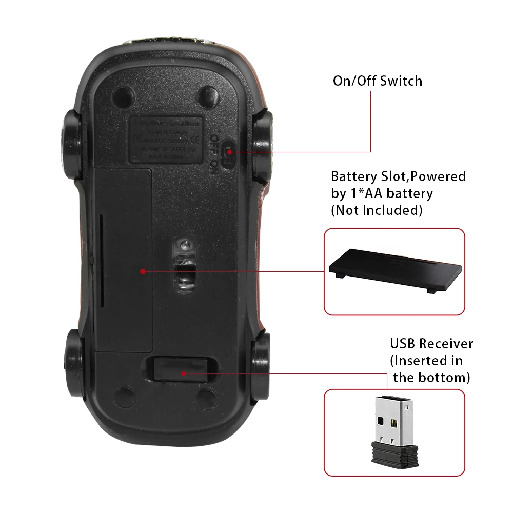 Чуи 2 4G Беспроводной Мышь мини 3D спортивный автомобиль дизайн sem FIO 1600 Точек на