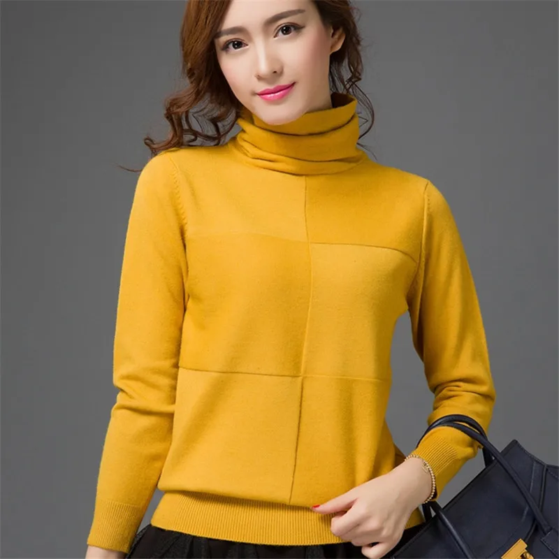 

Зимний модный женский Однотонный свитер с высоким воротником, женские шикарные элегантные джемперы с длинным рукавом, свитер, женский свит...