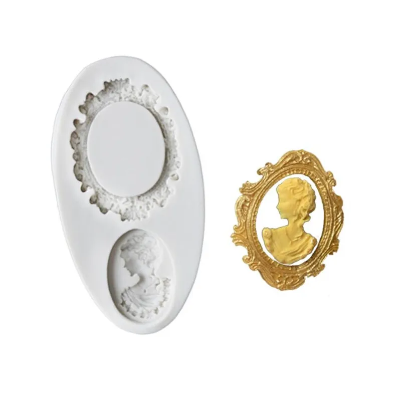 Случайная 1 шт. овальная Камея и рамка форма для помадки миниатюрная Силиконовое