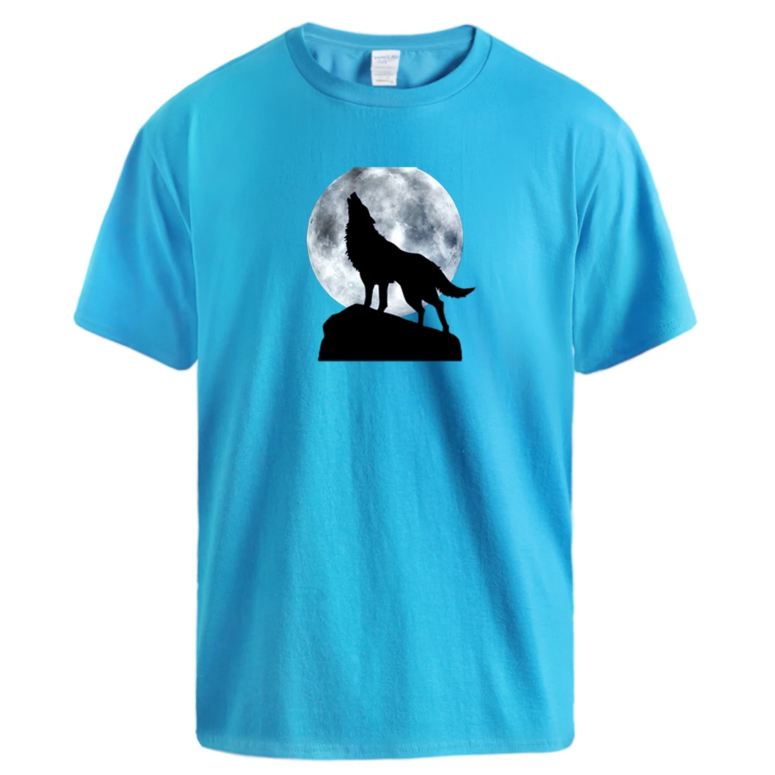 Футболка мужская с принтом Луны и одинокого волка летняя повседневная футболка