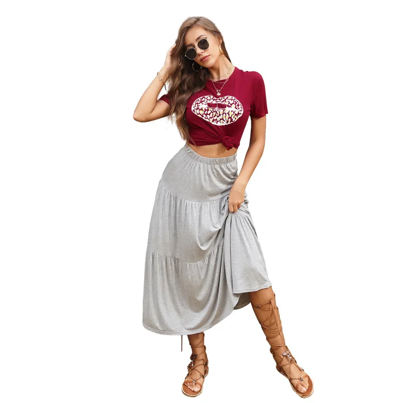 

Women's Long Skirt 2021 Summer Elastic Pleated Black Skirts for Woman Korean Fashion Clothing Casual Highwaisted Skirt Goth