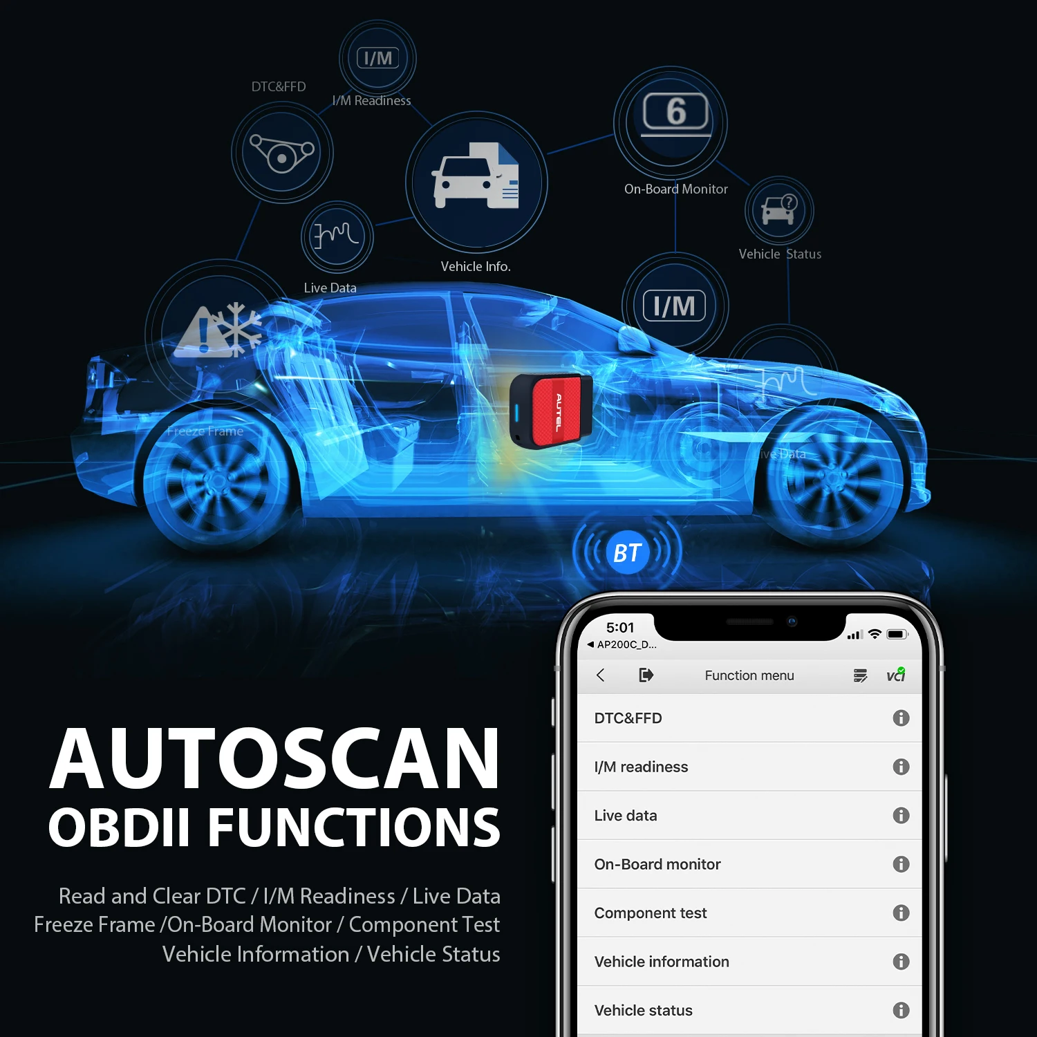 Autel AP200C Bluetooth-совместимый Obd2 сканер полный OBD2 диагностический инструмент