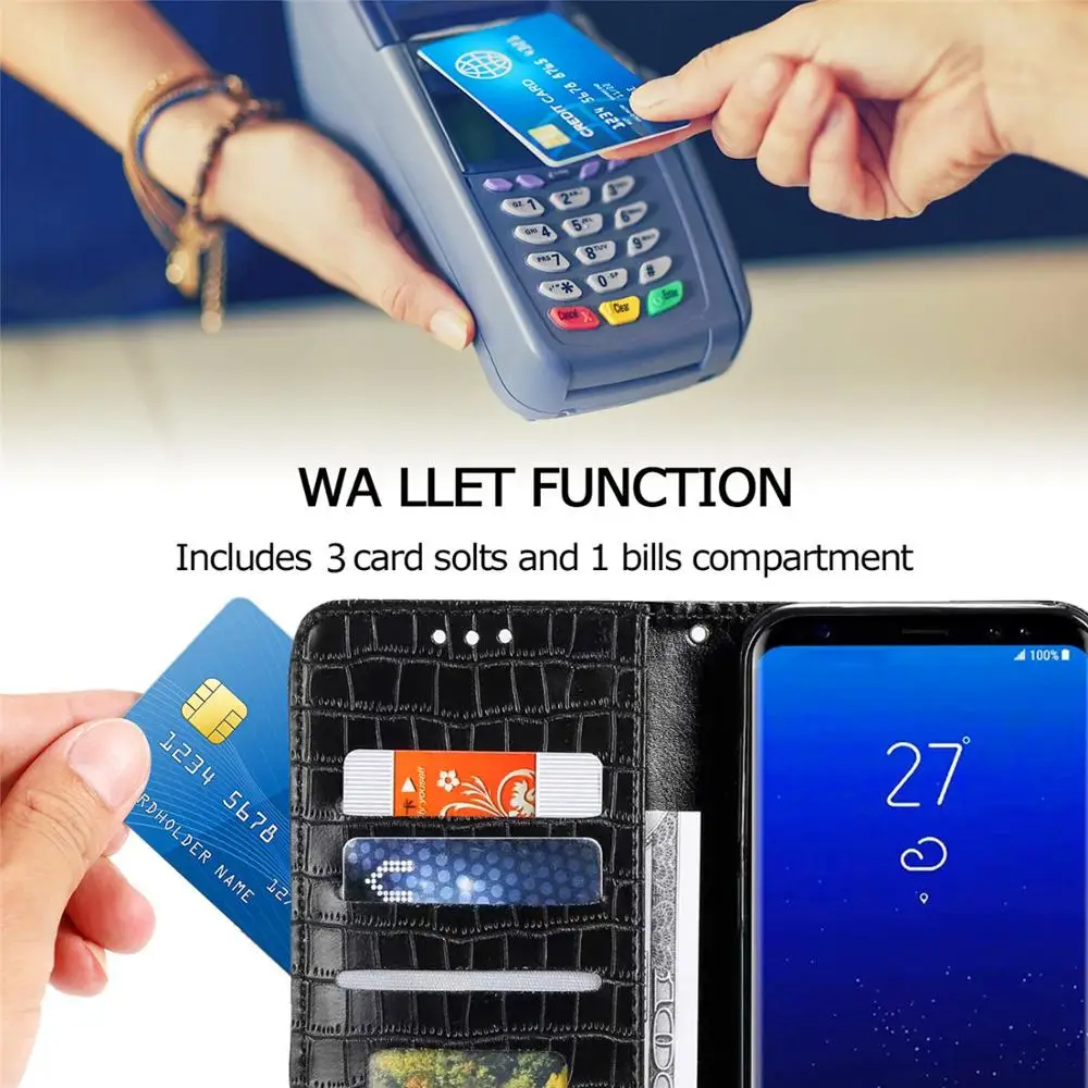 S8 S9 Plus S10E S20 FE S21 Ultra S7 Edge Leather Wallet Case For Samsung Galaxy Note 8 9 Note 10 Lite Card Slot Flip Stand Cover