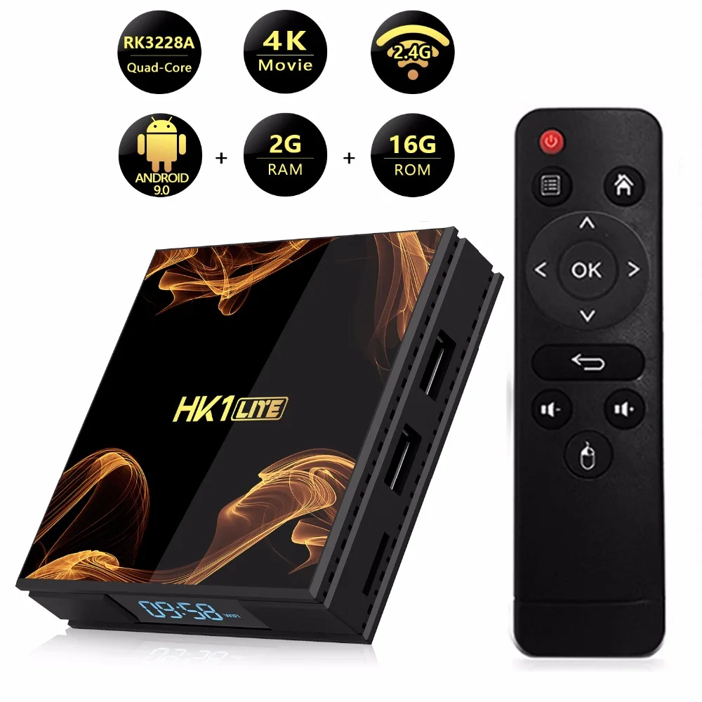 HK1 LITE RK3228A Android 9 0 Смарт ТВ коробка ARM Mali 400 GPU WIFI 2 4G 4K 60Hz 3D USB H.265 медиа приставка 802 11