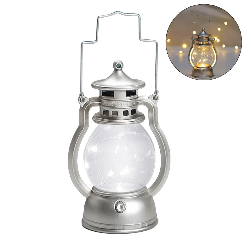 

Battery Operated Vintage Hurricane Lantern LED Lantern with Dimmer Switch ABS Material Hanging Lantern for Outdoor Patio