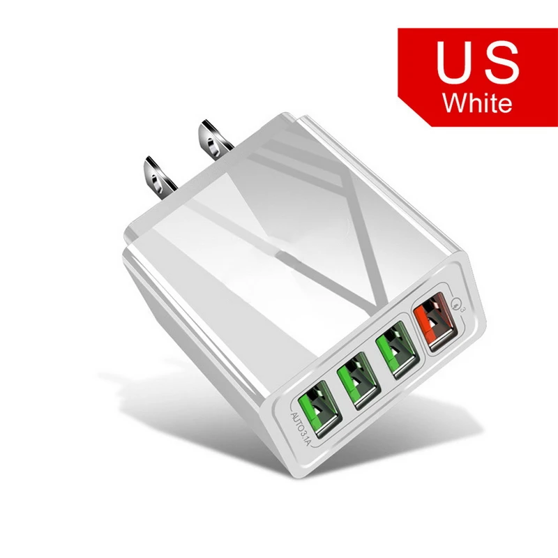 4 порта USB Smart Charge Quick 3 0 для iPhone XS Samsung Xiaomi Huawei адаптер Type C PD быстрое настенное
