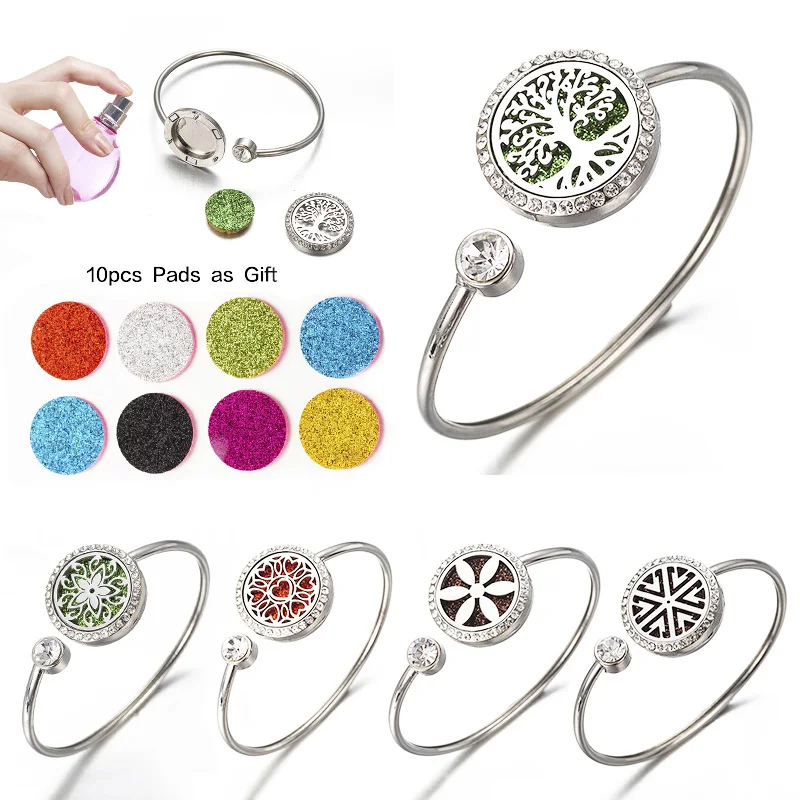 Perfume Bracelet Essential Oil Diffuser Aromatherapy Crystal Box wing Stainless Steel woman FF10 |
