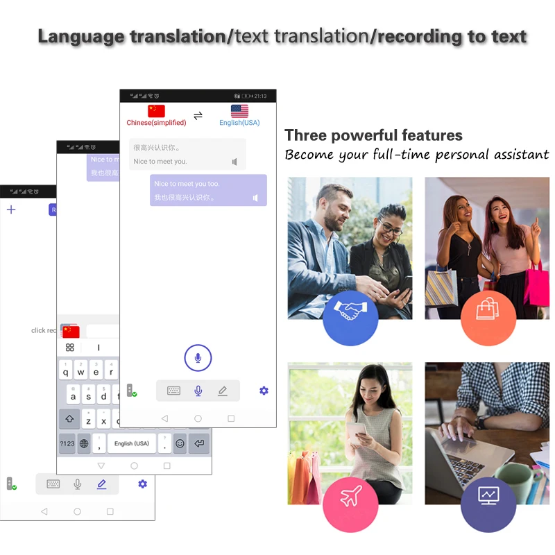 

T8 Portable Smart Voice Translator Real Time Multi-Language Speech Interactive Translator 3 in 1 voice Text Bluetooth Translator