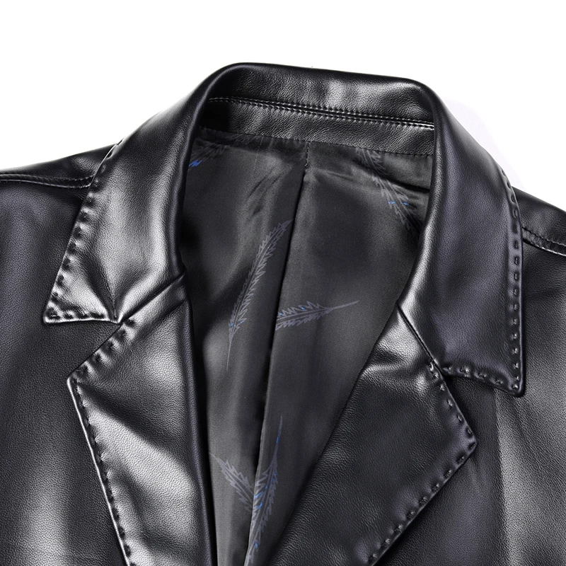 Мужская осенне-зимняя кожаная куртка с лацканами размеры до 3XL |