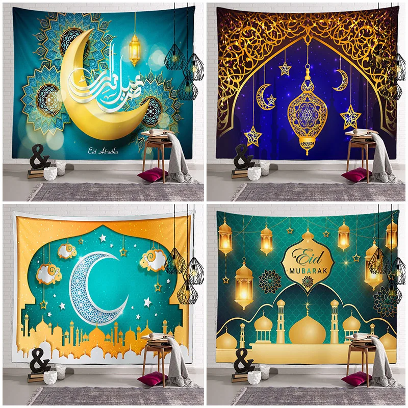 

Ramadan Decorations For Home Tapestry Moon Star eid mubarak Wall Hanging Tapestries Ramadan Kareem Decor for Living Room Bedroom