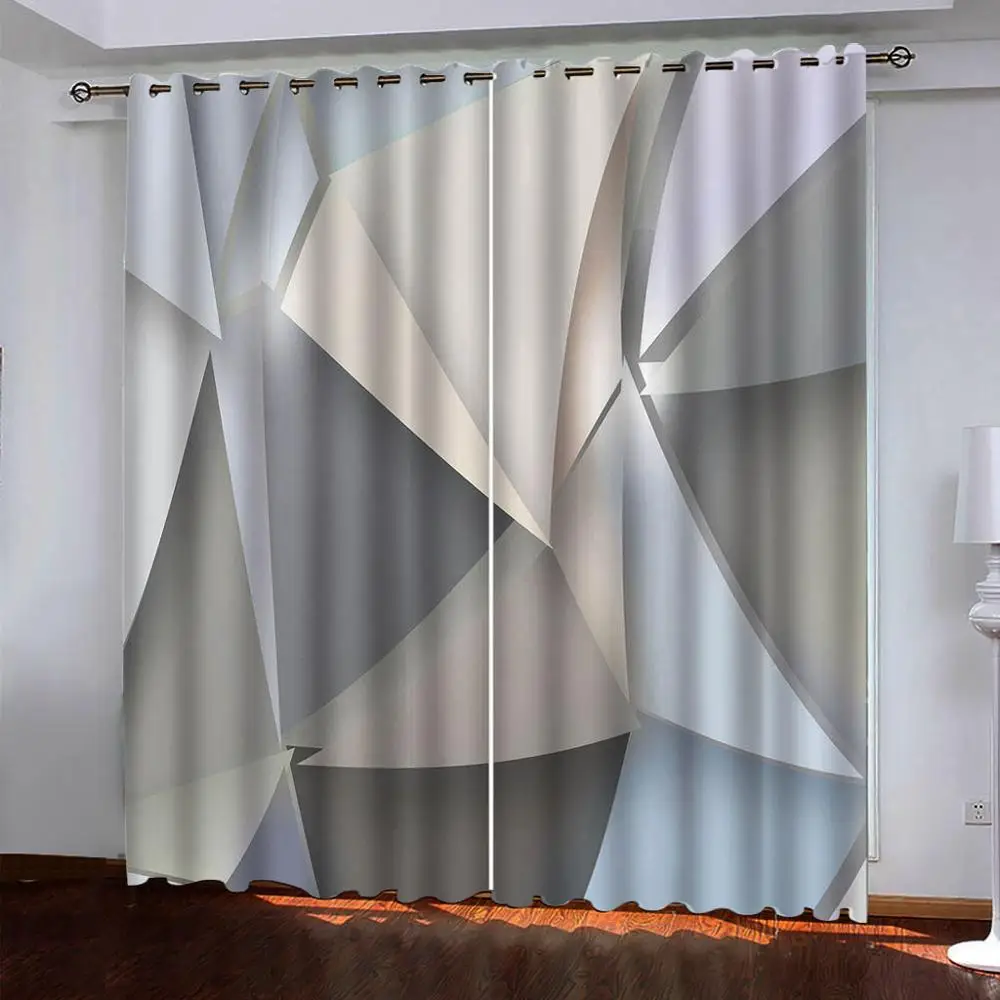

Customized 3d curtains new bay window balcony thickened windshield blackout curtains grey geometric curtains
