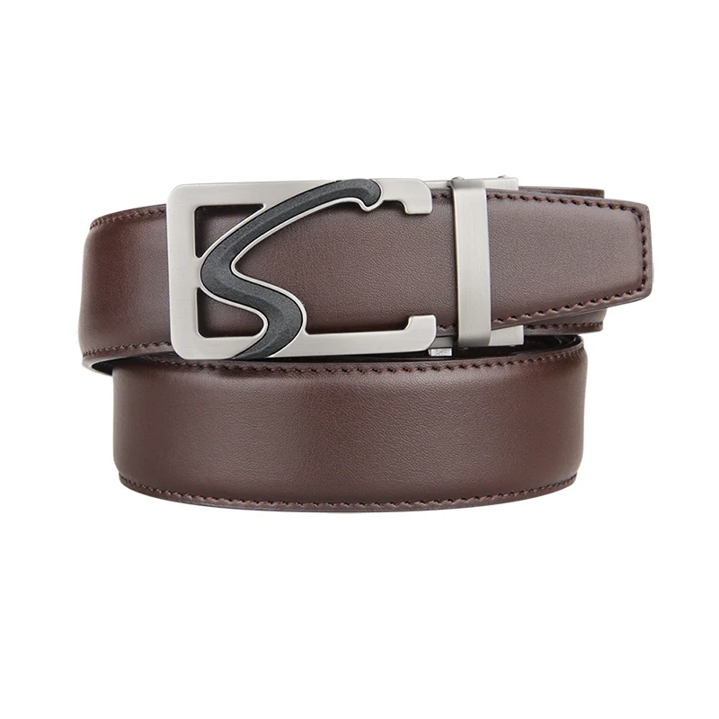 High Quality Cowhide genuine Leather Belt For Men 3.5cm width Mens Automatic Buckle Brand Luxury Brown Coffee mens belts