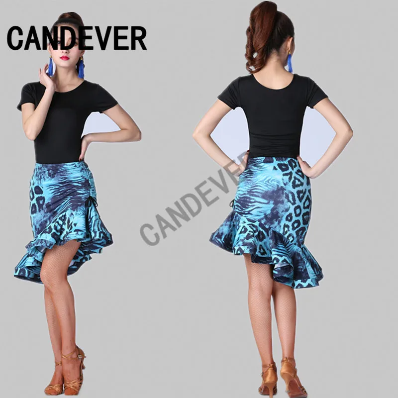 Женское платье для латиноамериканских танцев черное трикотажное с цветочной