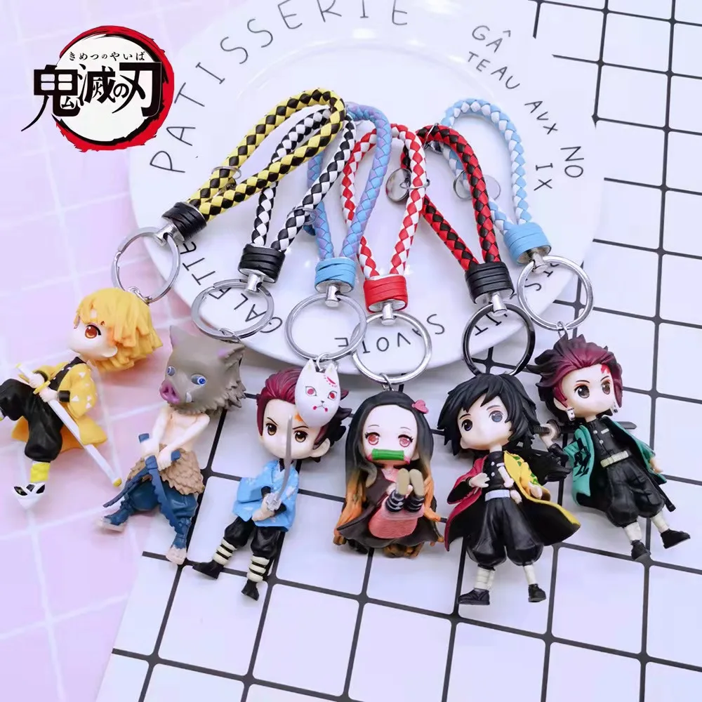 

Kimetsu No Yaiba Figures Keychain for Car Keys Men Anime Trinkets Demon Slayer Keyring Accessories Women's Bag Lanyard Jewelry