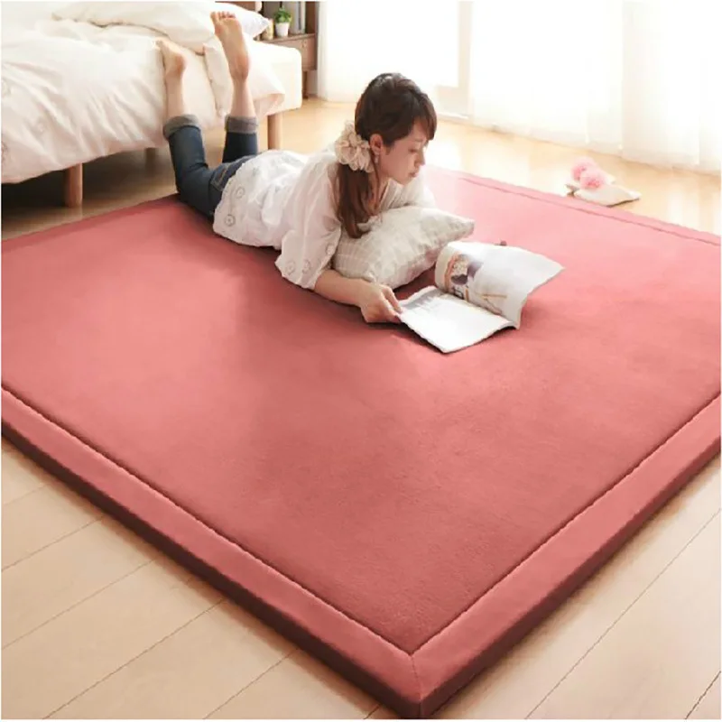 

Bedroom Decor Carpets For Living Room Decoration Large Fluffy Rug Coral Fleece Kids Carpet Room Grey Square Floor Protection Mat