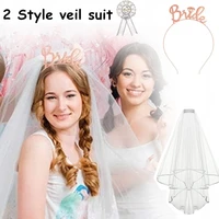 new two style wedding brooch brides shoulder strap veils hairband set easy wear veils practical for bridal shower