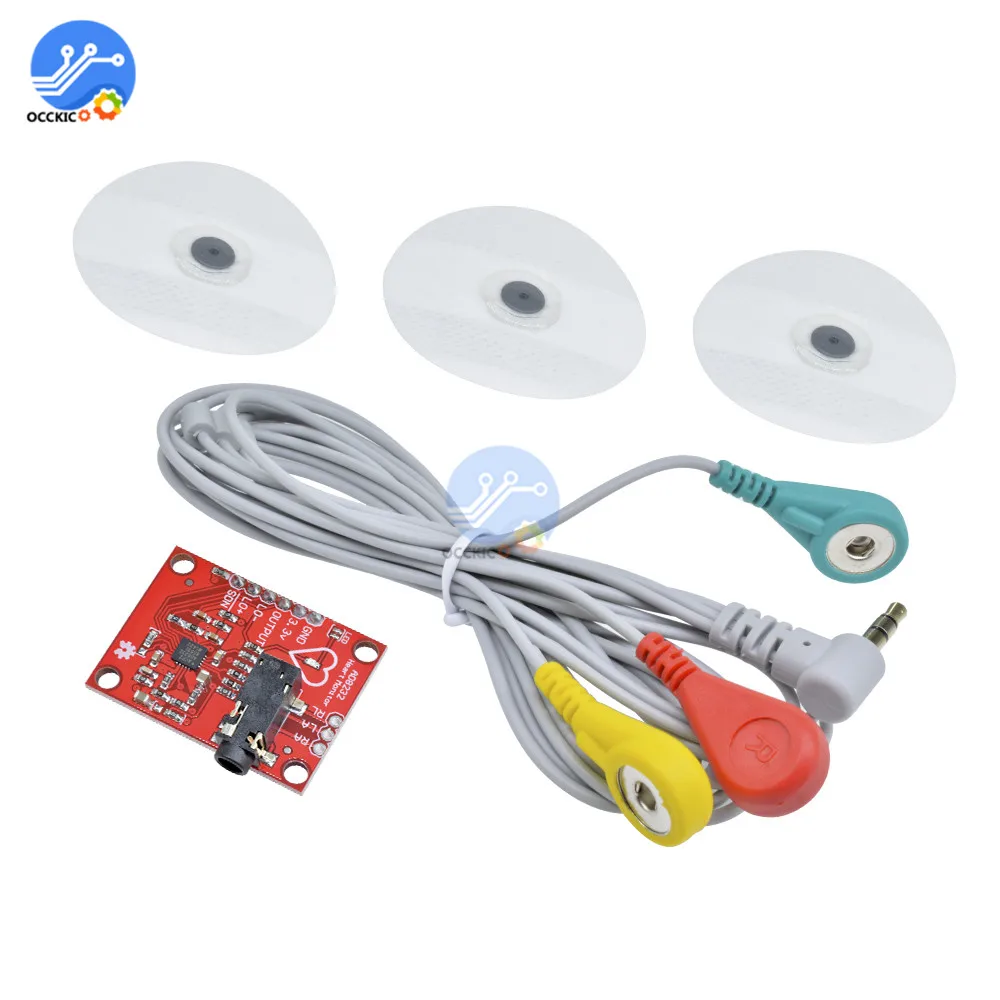 Модуль датчика мониторинга сердечного ритма AD8232 ECG с кабелями DIY комплект для